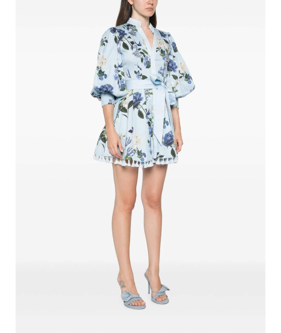 ALICE+OLIVIA Голубое хлопковое повседневное платье, фото 2