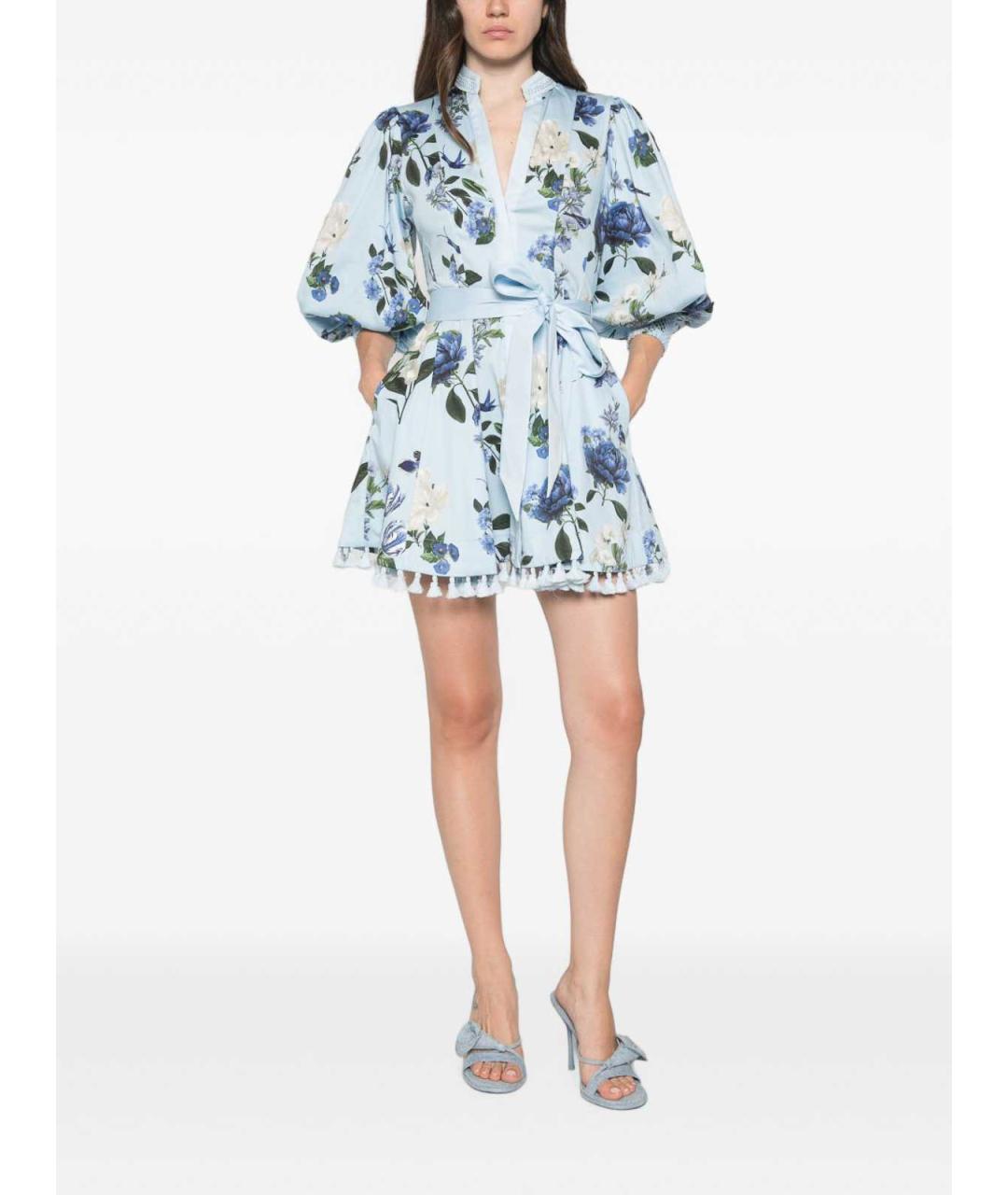 ALICE+OLIVIA Голубое хлопковое повседневное платье, фото 5