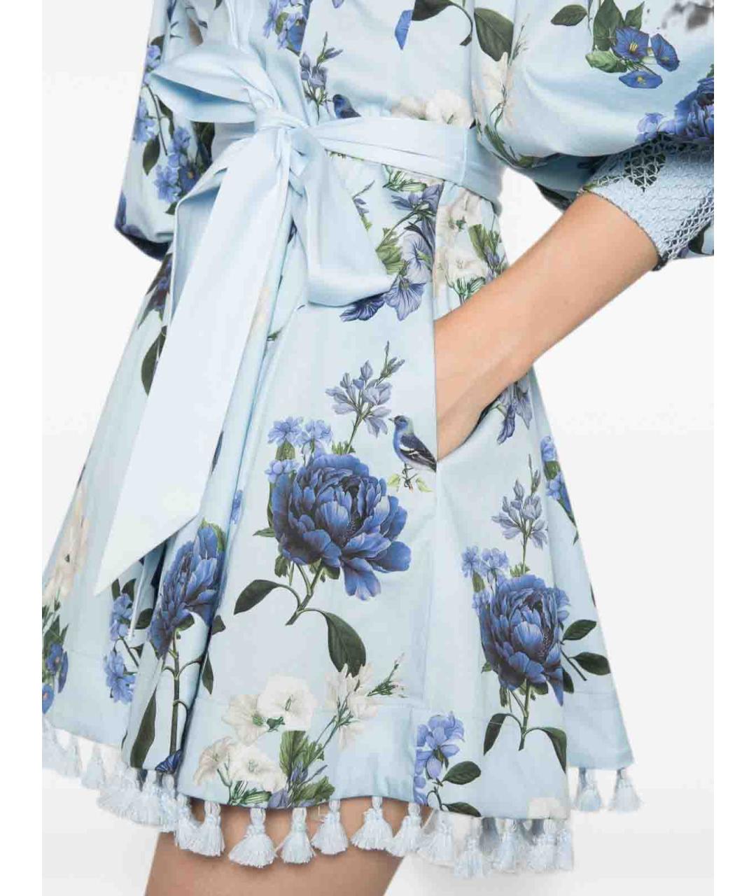 ALICE+OLIVIA Голубое хлопковое повседневное платье, фото 4