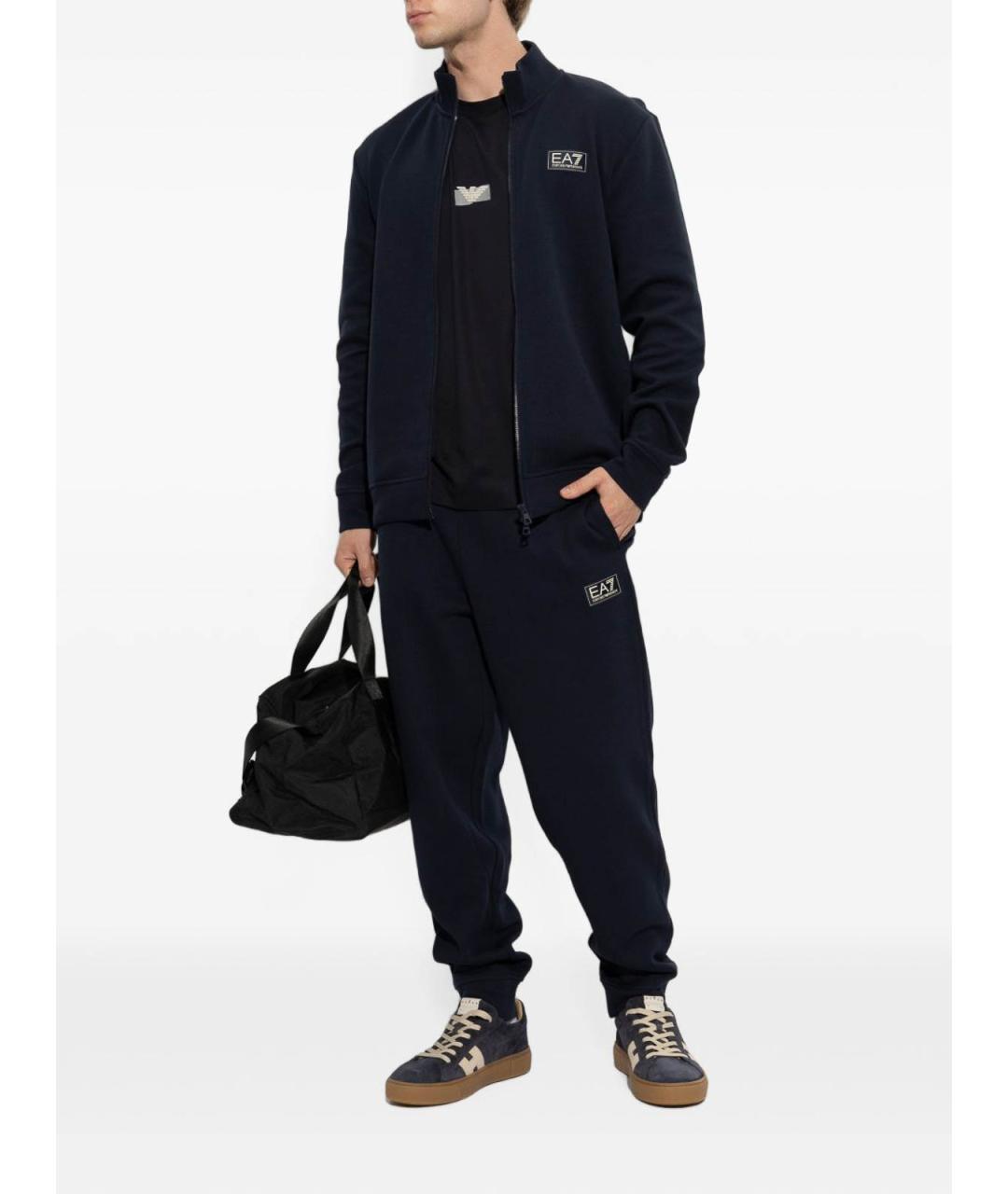 EMPORIO ARMANI Синяя хлопковая футболка, фото 2