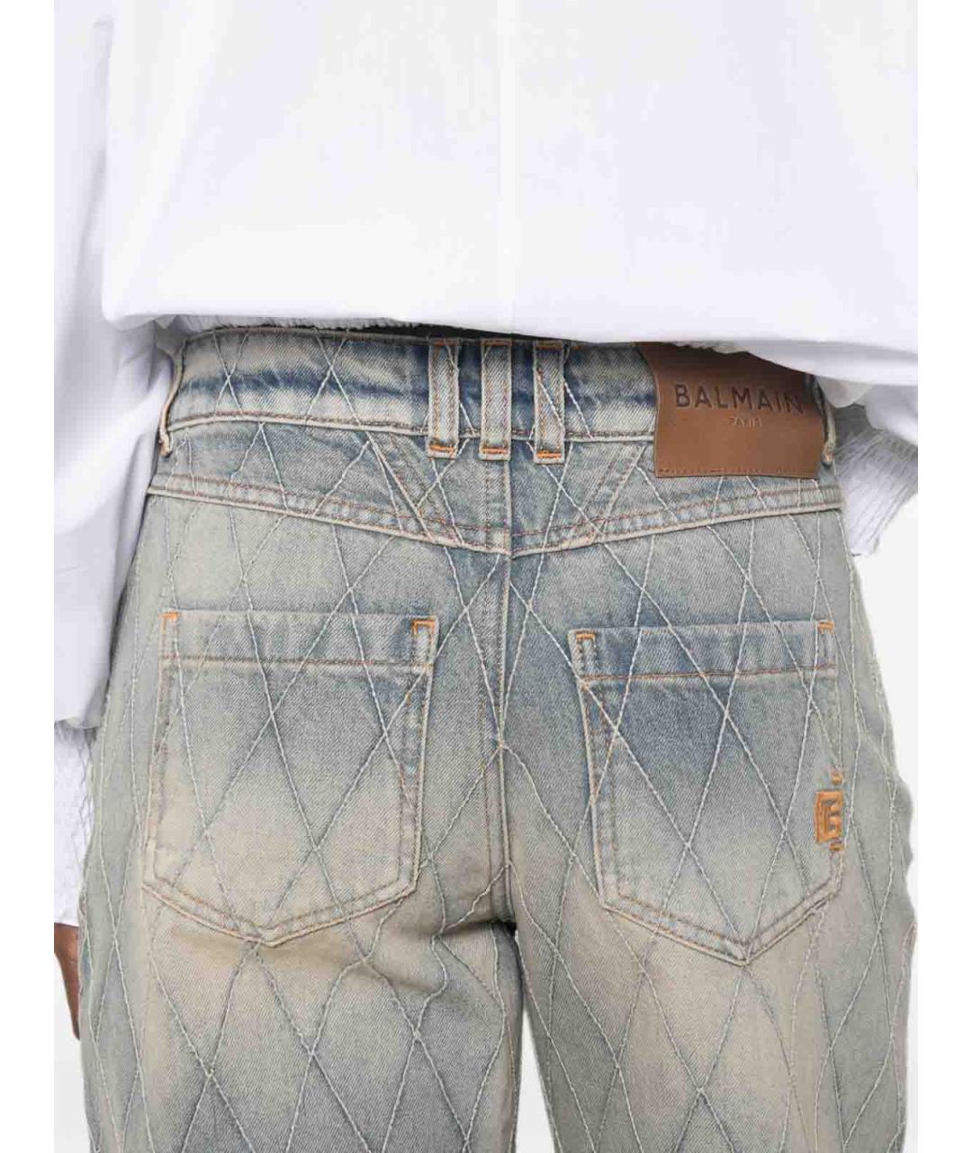 BALMAIN Голубые хлопковые джинсы клеш, фото 2