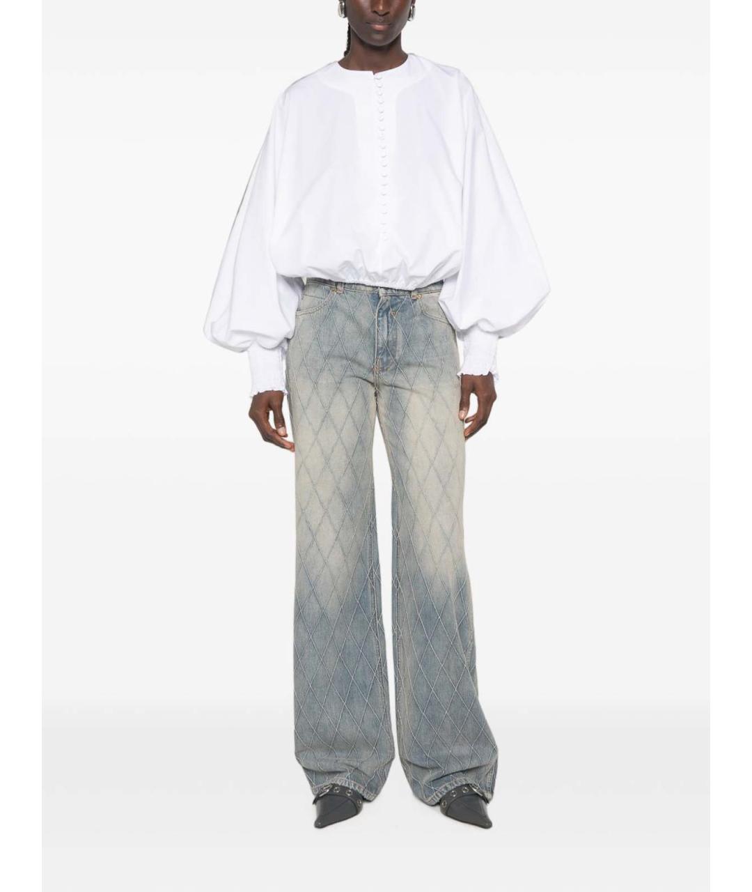 BALMAIN Голубые хлопковые джинсы клеш, фото 3