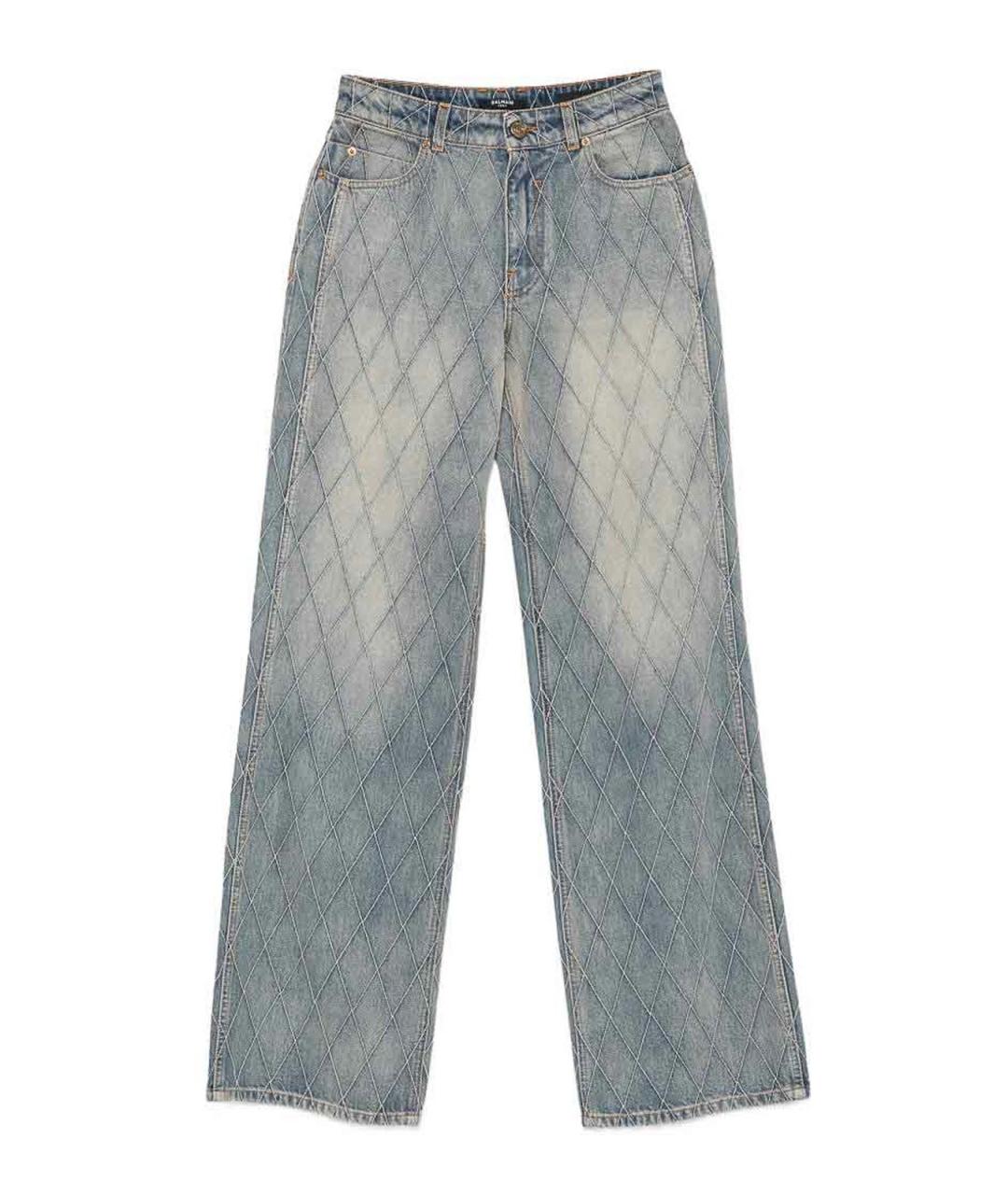 BALMAIN Голубые хлопковые джинсы клеш, фото 1