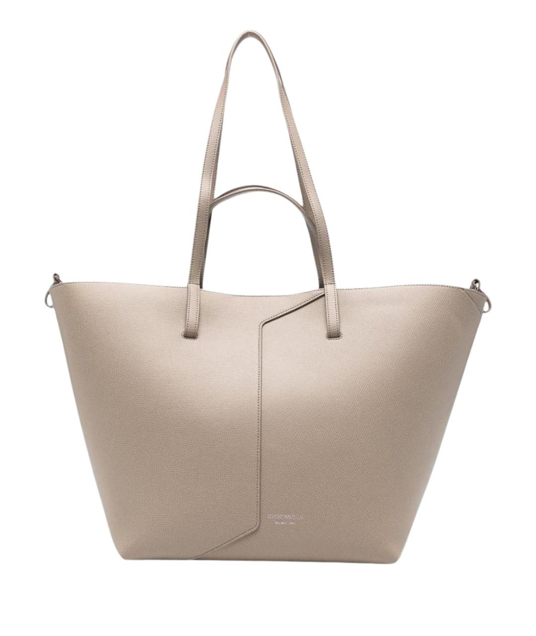 EMPORIO ARMANI Бежевая кожаная сумка тоут, фото 1
