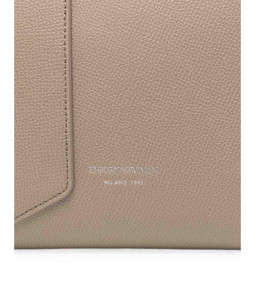 EMPORIO ARMANI Бежевая кожаная сумка тоут, фото 5