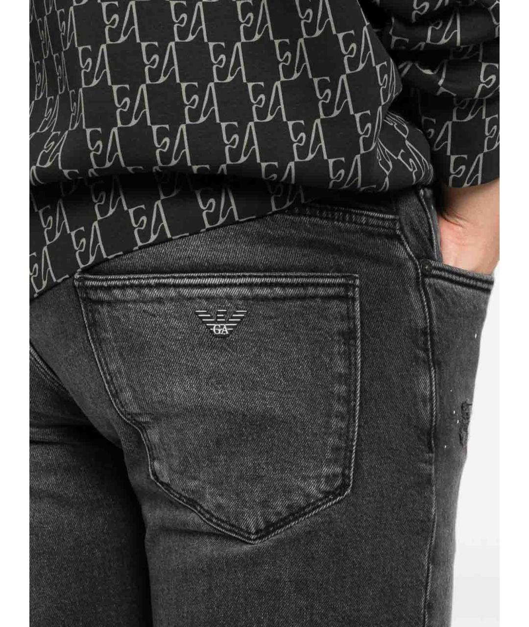 EMPORIO ARMANI Черные хлопковые прямые джинсы, фото 4