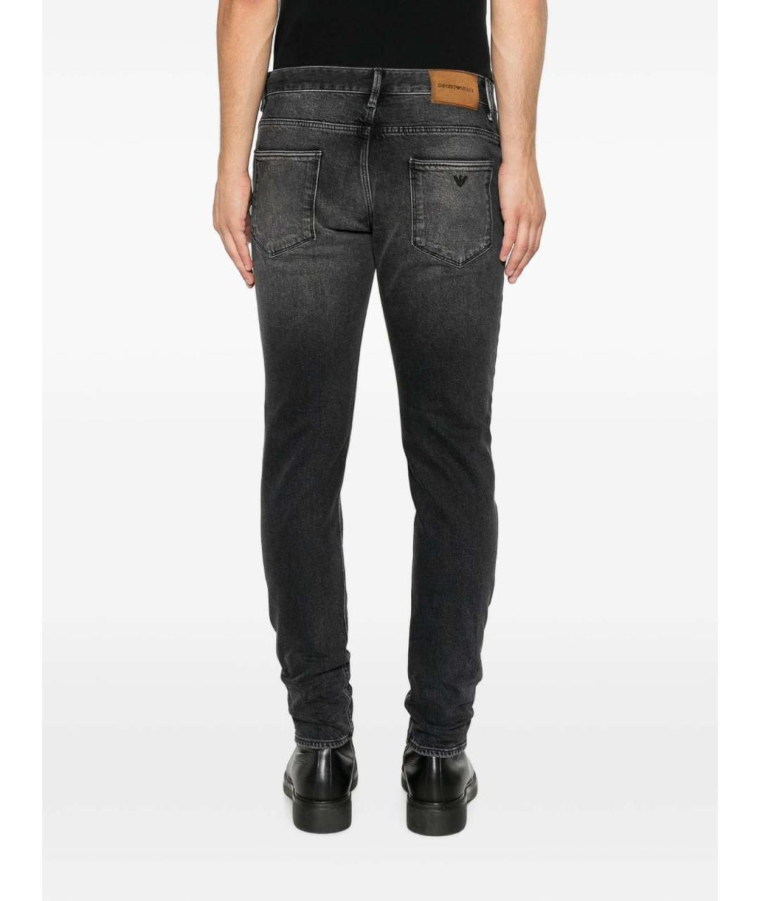 EMPORIO ARMANI Черные хлопковые прямые джинсы, фото 5