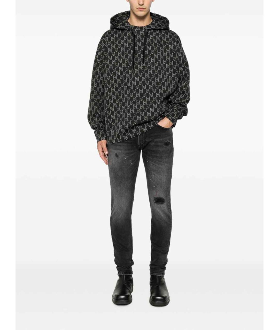 EMPORIO ARMANI Черные хлопковые прямые джинсы, фото 2