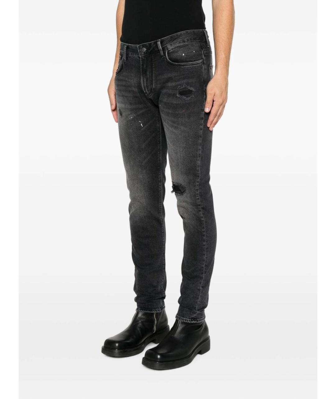 EMPORIO ARMANI Черные хлопковые прямые джинсы, фото 3