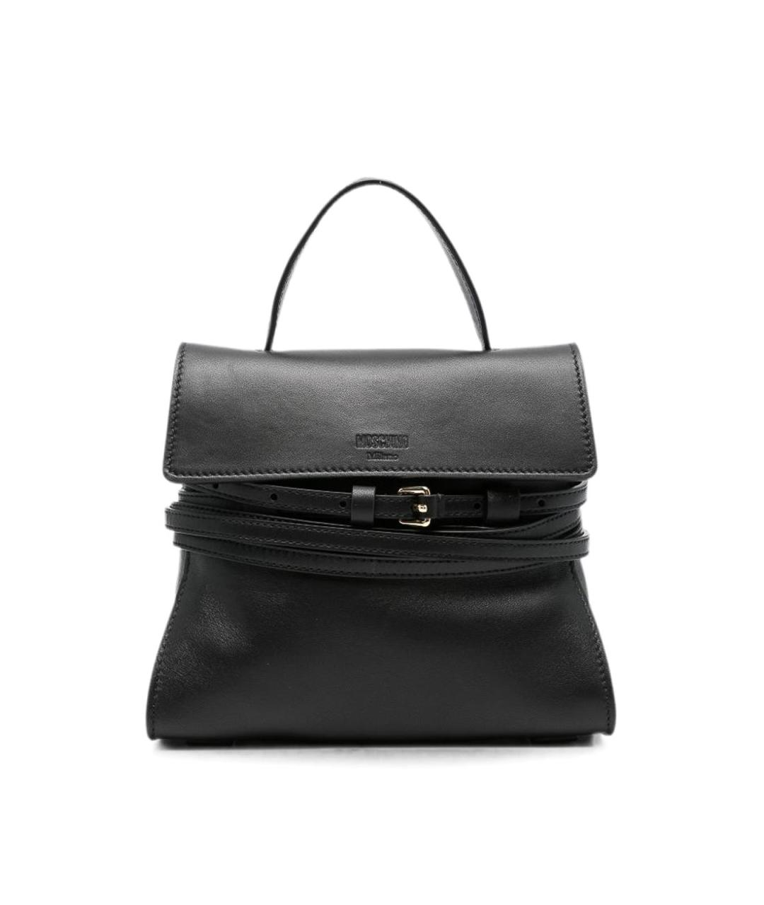 MOSCHINO Черная кожаная сумка с короткими ручками, фото 1