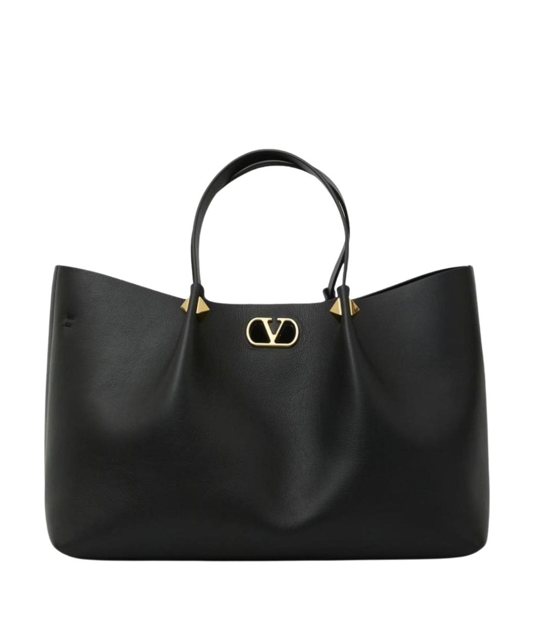 VALENTINO Черная кожаная сумка тоут, фото 1