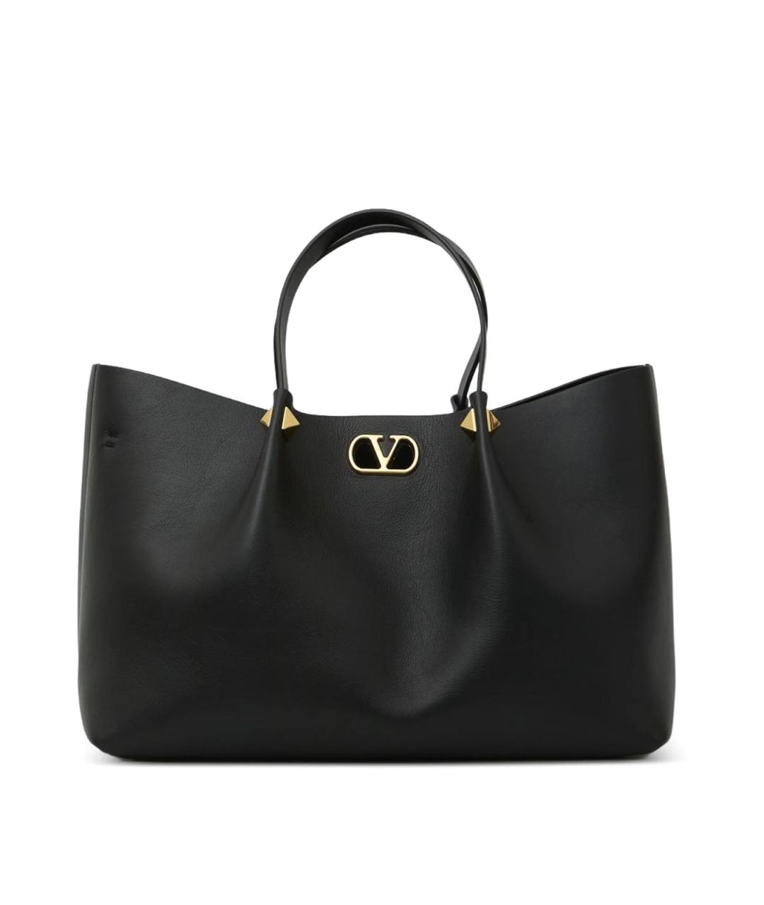 VALENTINO Черная кожаная сумка тоут, фото 5