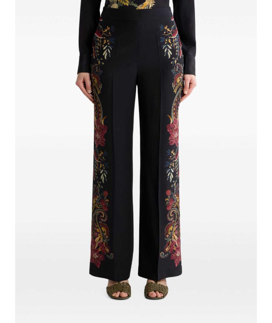 ETRO Черные шелковые прямые брюки, фото 3