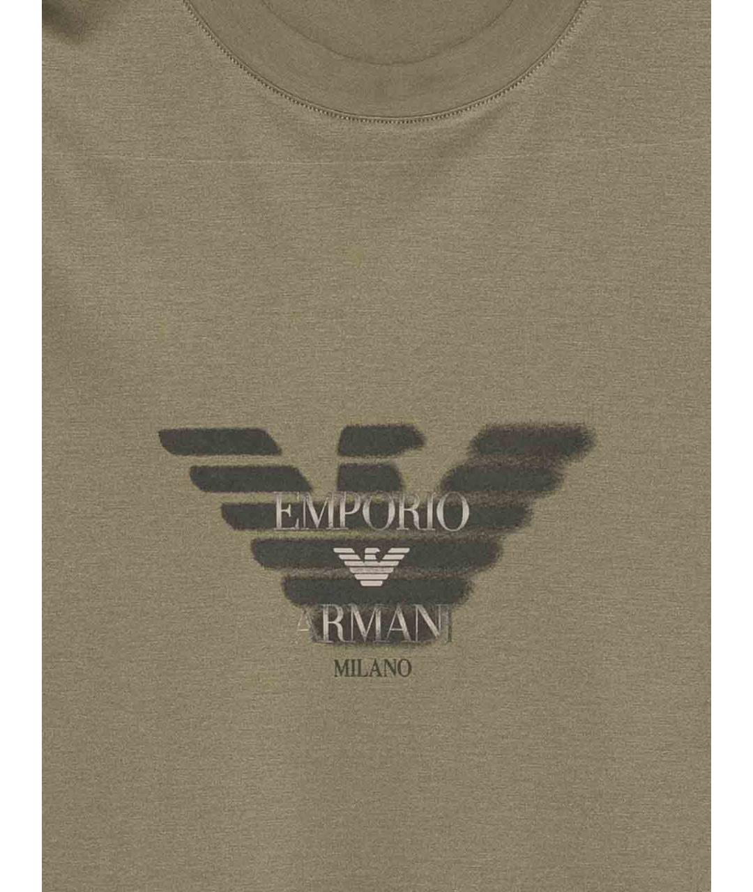 EMPORIO ARMANI Зеленая хлопковая футболка, фото 2