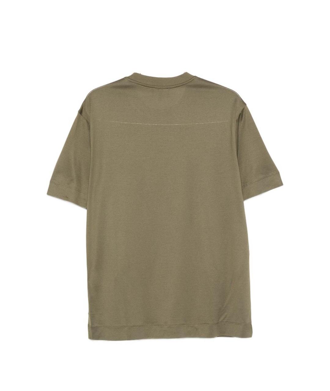 EMPORIO ARMANI Зеленая хлопковая футболка, фото 3
