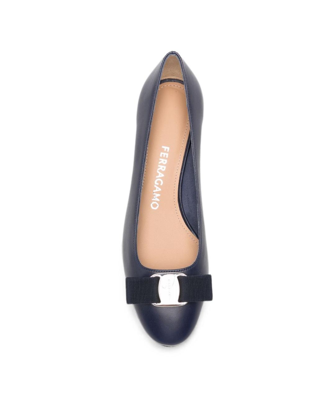 FERRAGAMO Синие кожаные туфли, фото 4