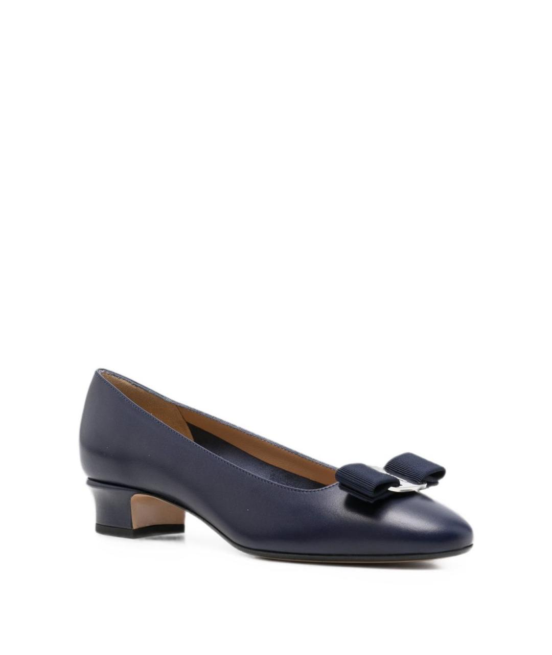 FERRAGAMO Синие кожаные туфли, фото 3