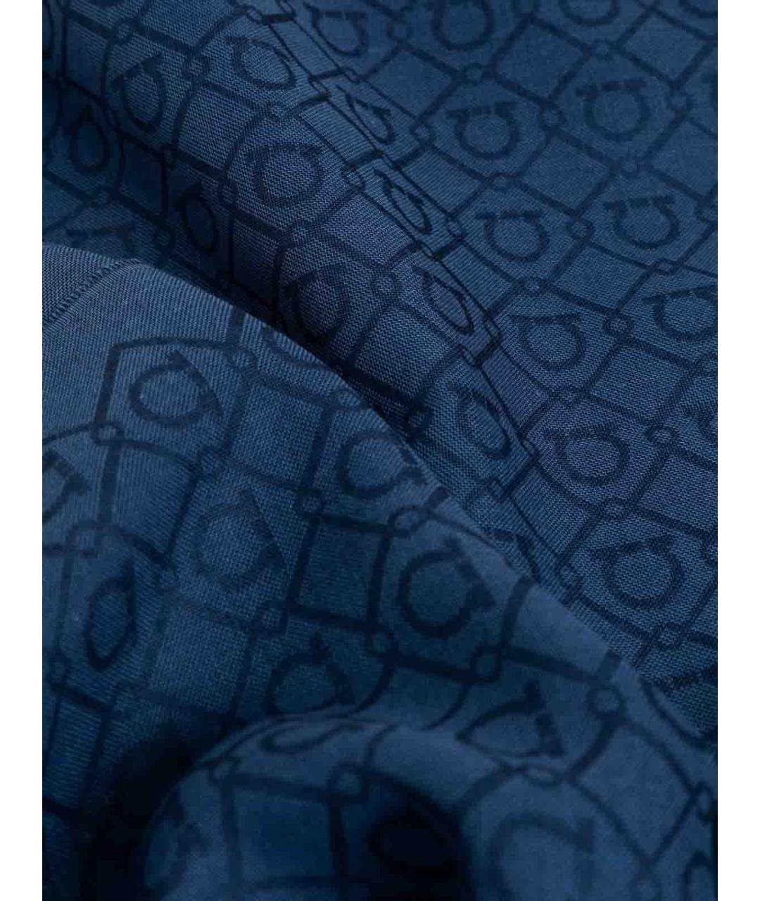 FERRAGAMO Синий шерстяной шарф, фото 2