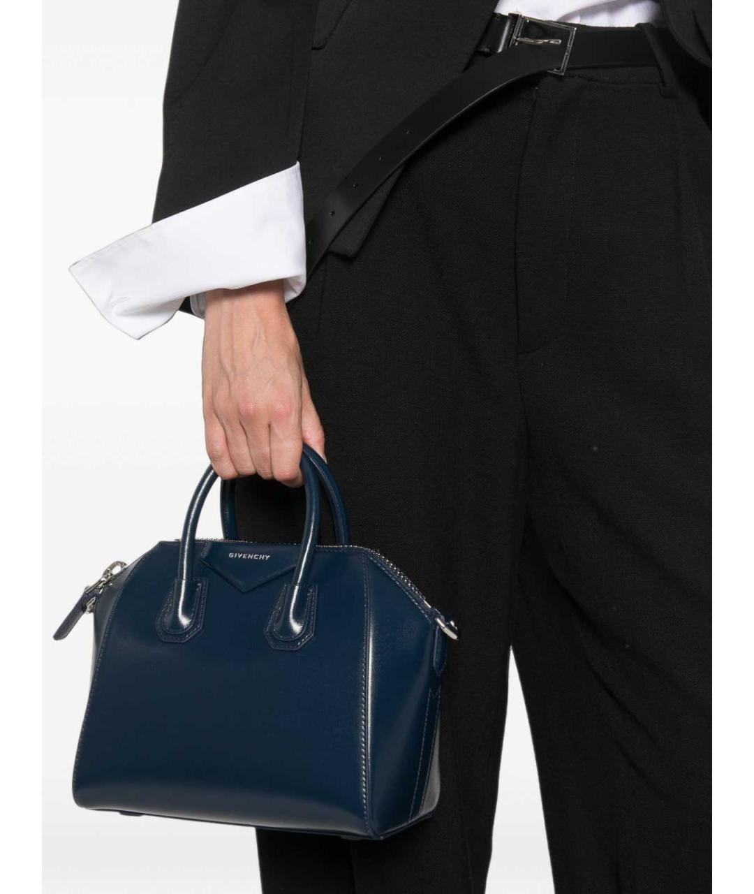 GIVENCHY Темно-синяя кожаная сумка тоут, фото 4