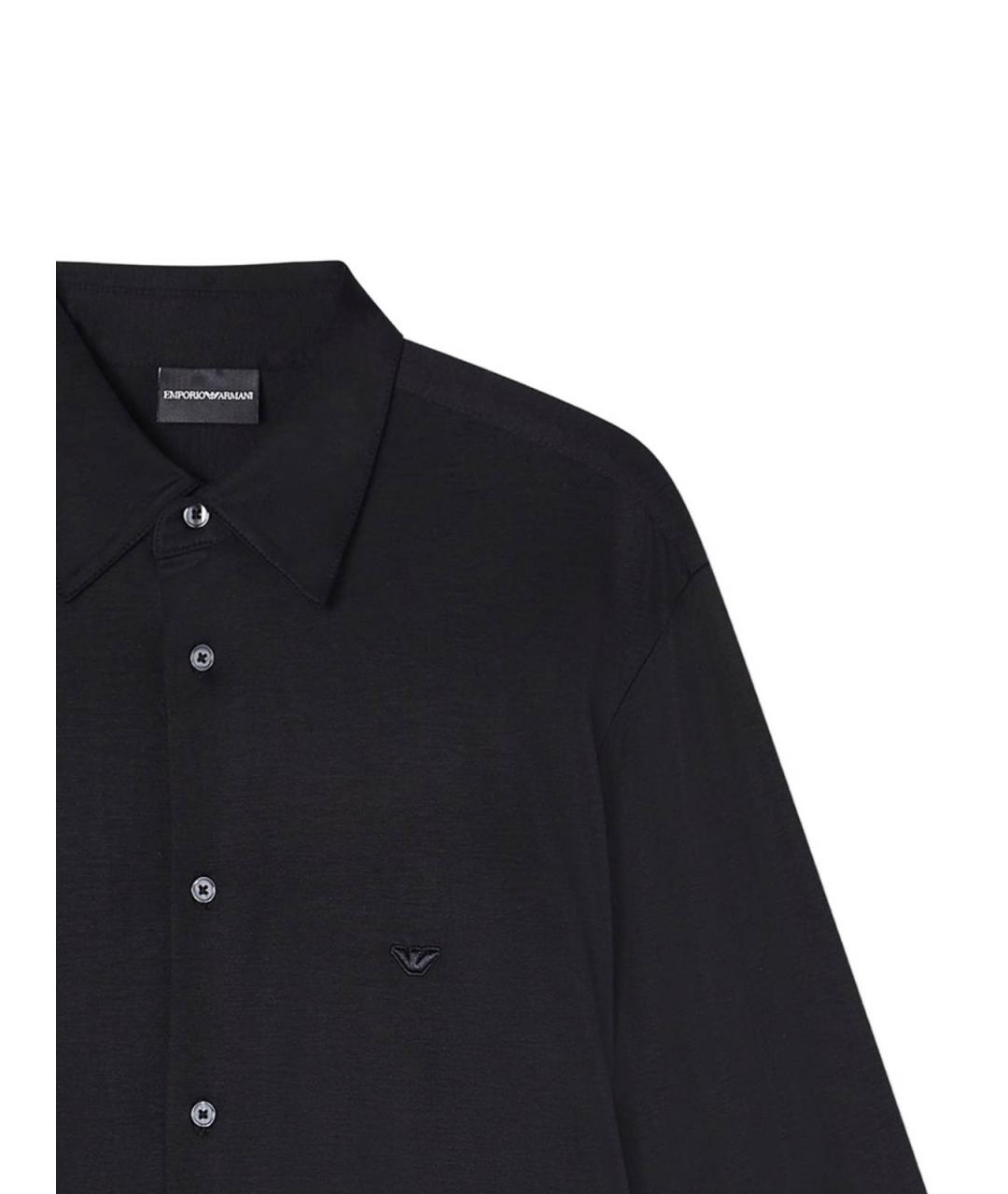 EMPORIO ARMANI Черная хлопковая кэжуал рубашка, фото 2