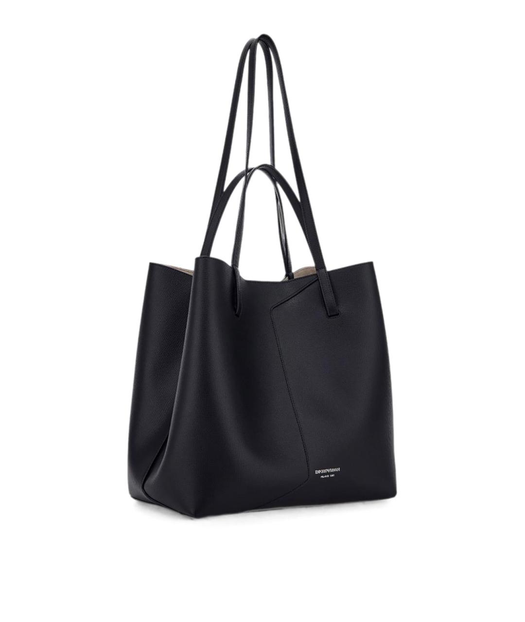 EMPORIO ARMANI Черная кожаная сумка тоут, фото 2