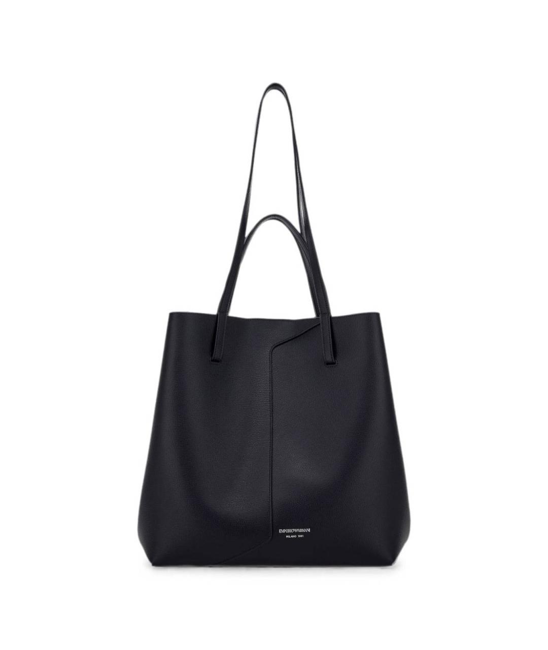 EMPORIO ARMANI Черная кожаная сумка тоут, фото 1