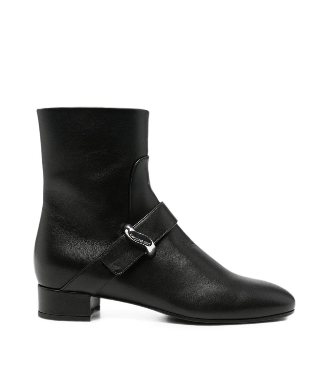 EMPORIO ARMANI Черные кожаные ботильоны, фото 1