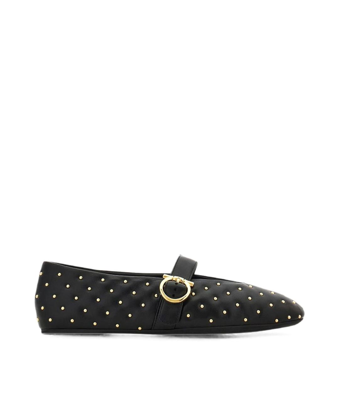 FERRAGAMO Черные кожаные балетки, фото 1