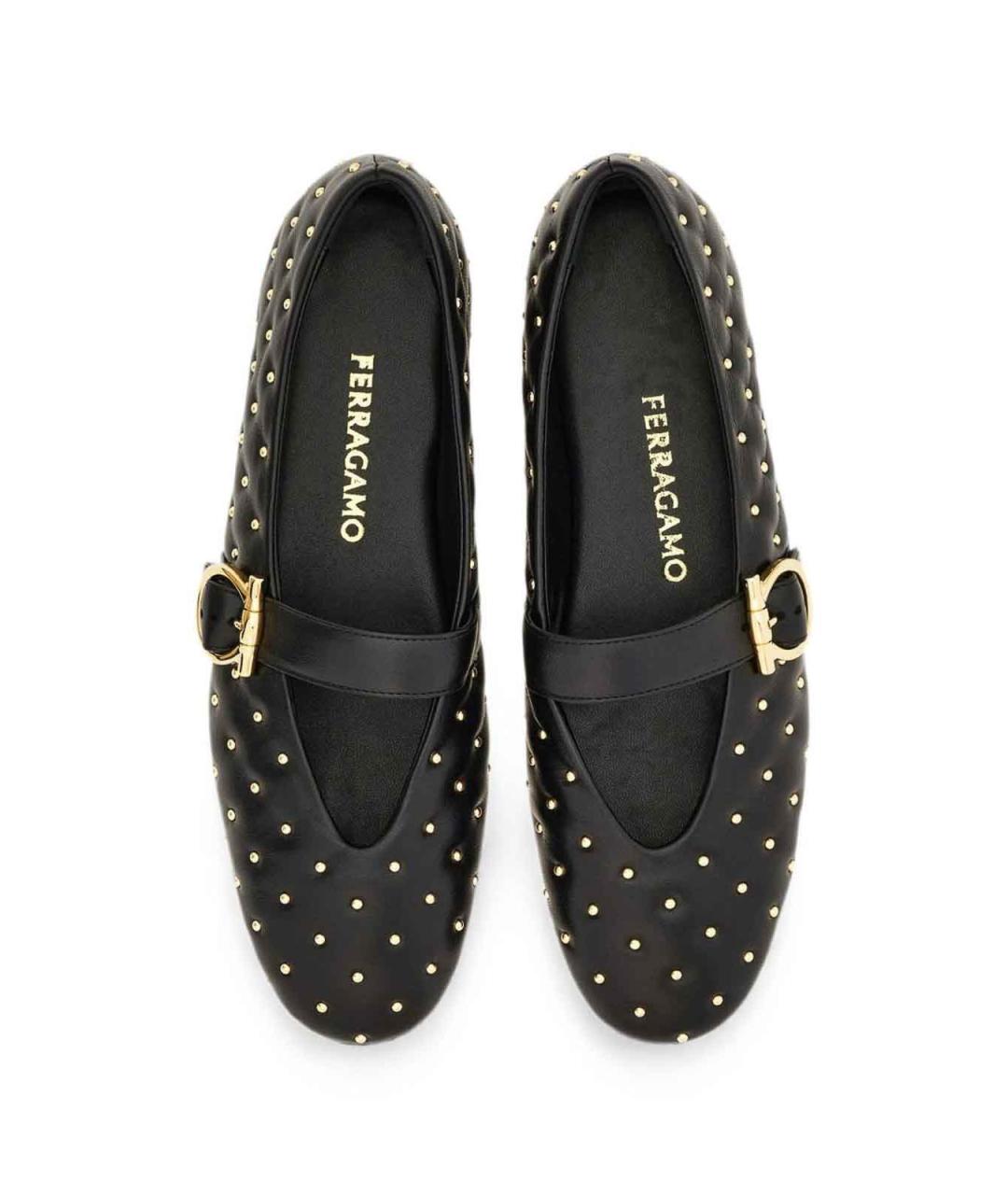 FERRAGAMO Черные кожаные балетки, фото 2