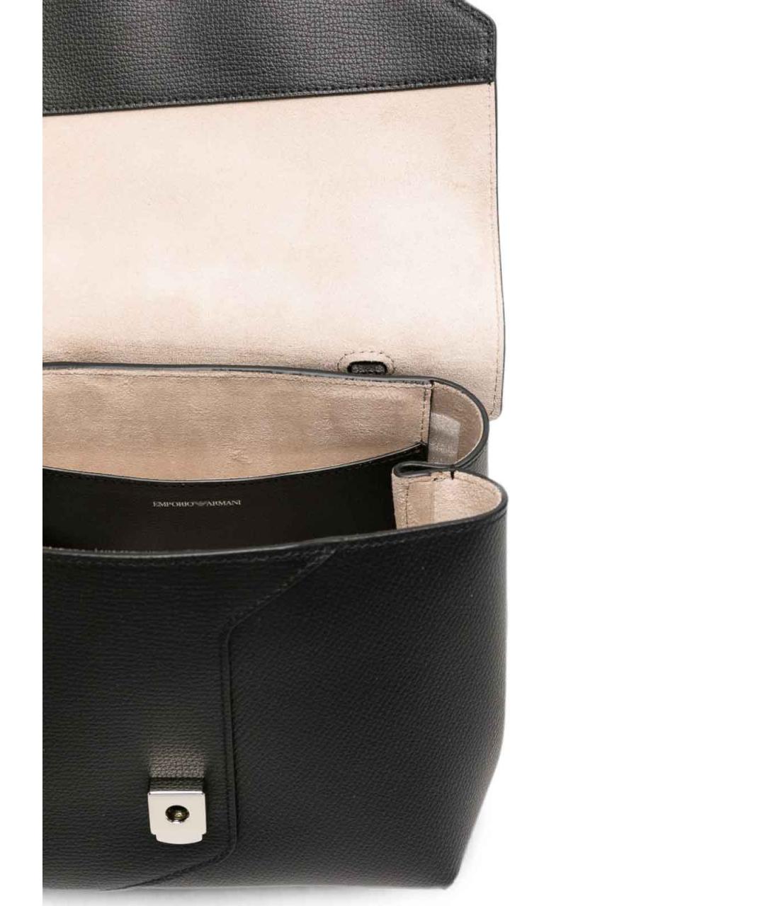 EMPORIO ARMANI Черная кожаная сумка с короткими ручками, фото 2