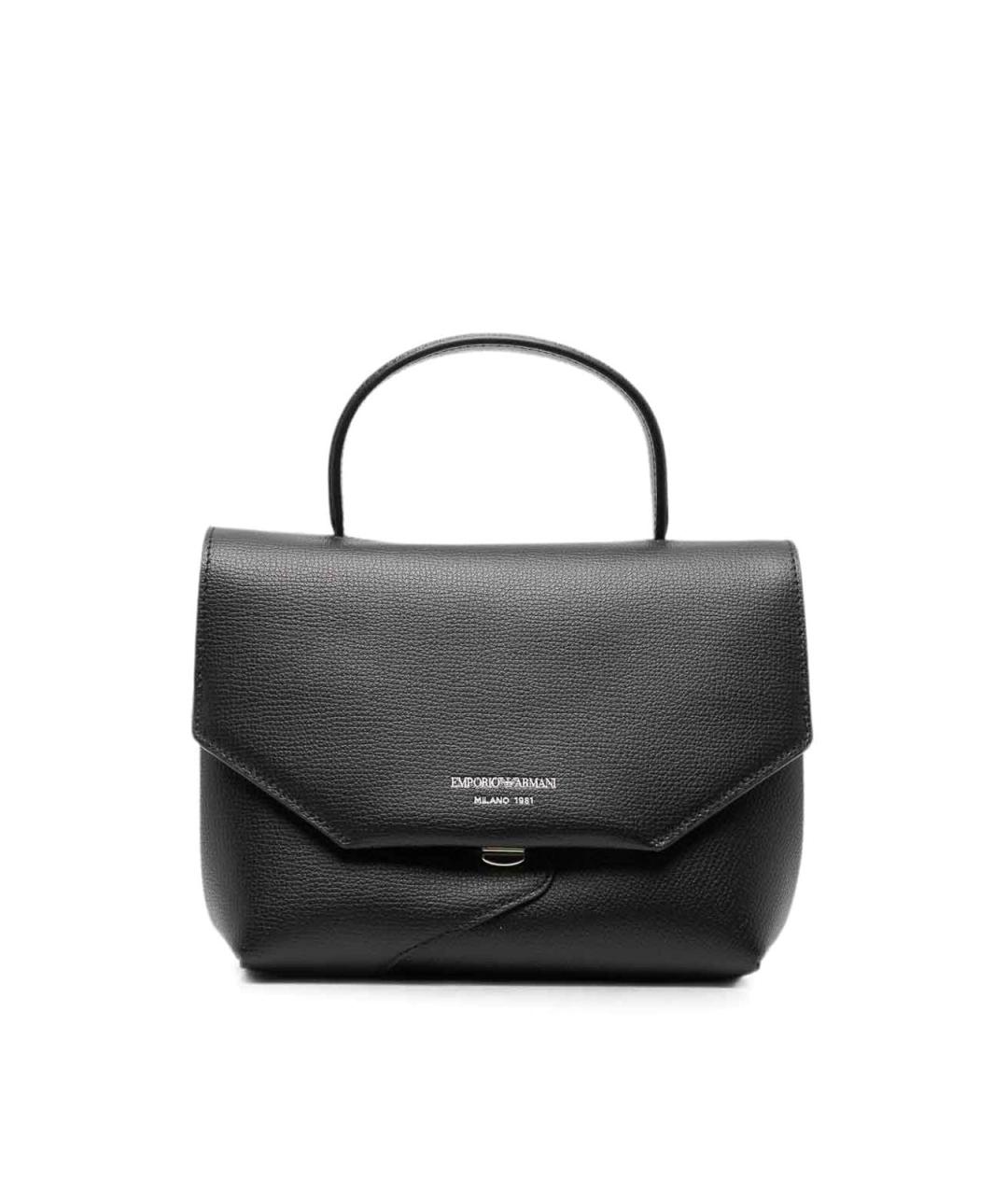 EMPORIO ARMANI Черная кожаная сумка с короткими ручками, фото 1