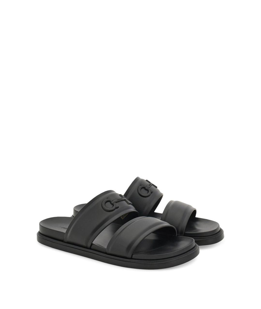FERRAGAMO Черные резиновые сандалии, фото 3