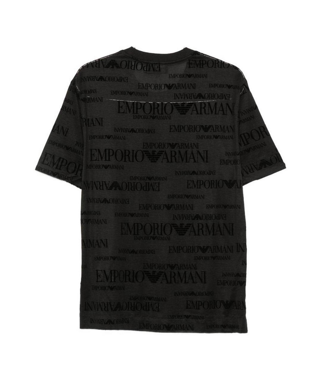 EMPORIO ARMANI Черная хлопковая футболка, фото 2