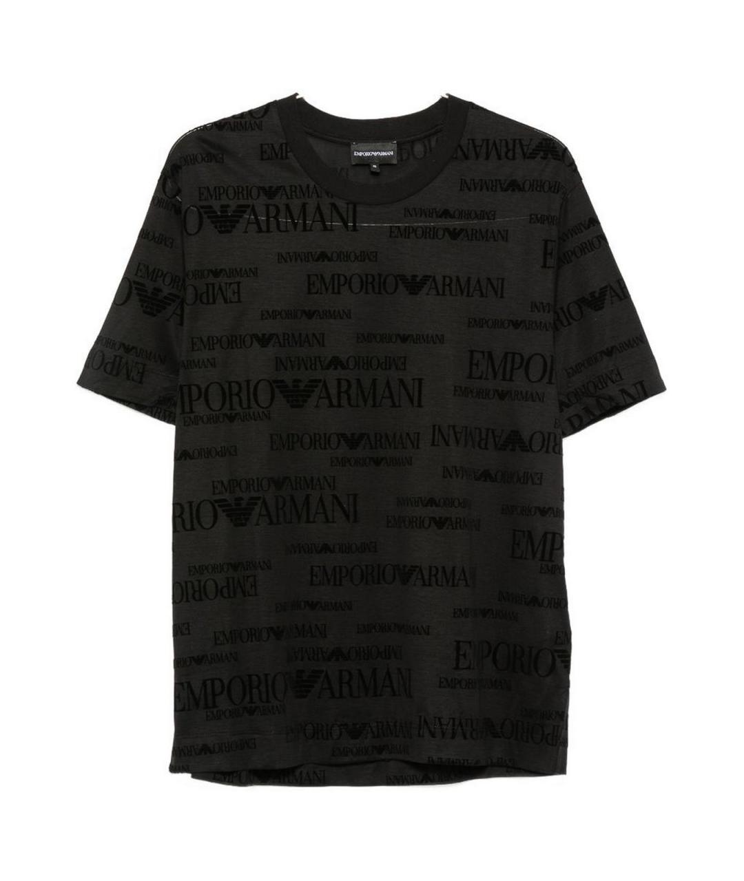 EMPORIO ARMANI Черная хлопковая футболка, фото 1