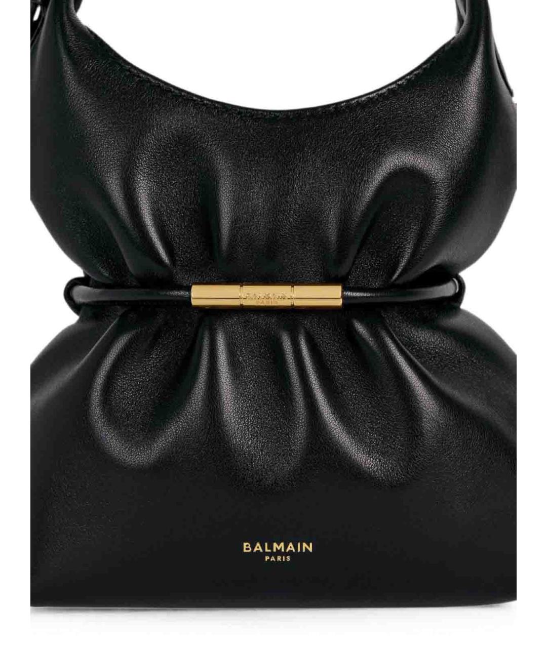 BALMAIN Черная кожаная сумка с короткими ручками, фото 6