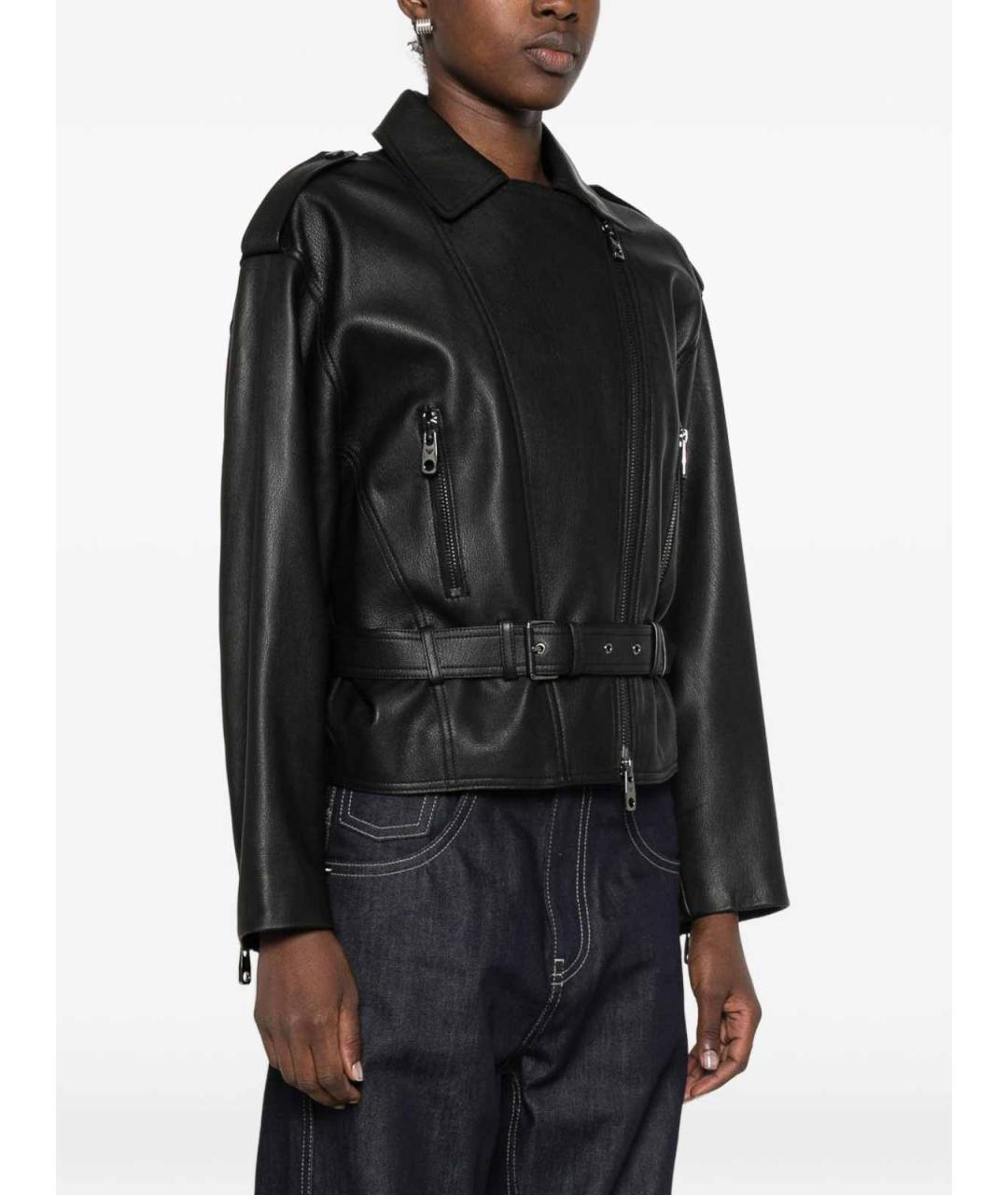 EMPORIO ARMANI Черная кожаная куртка, фото 2