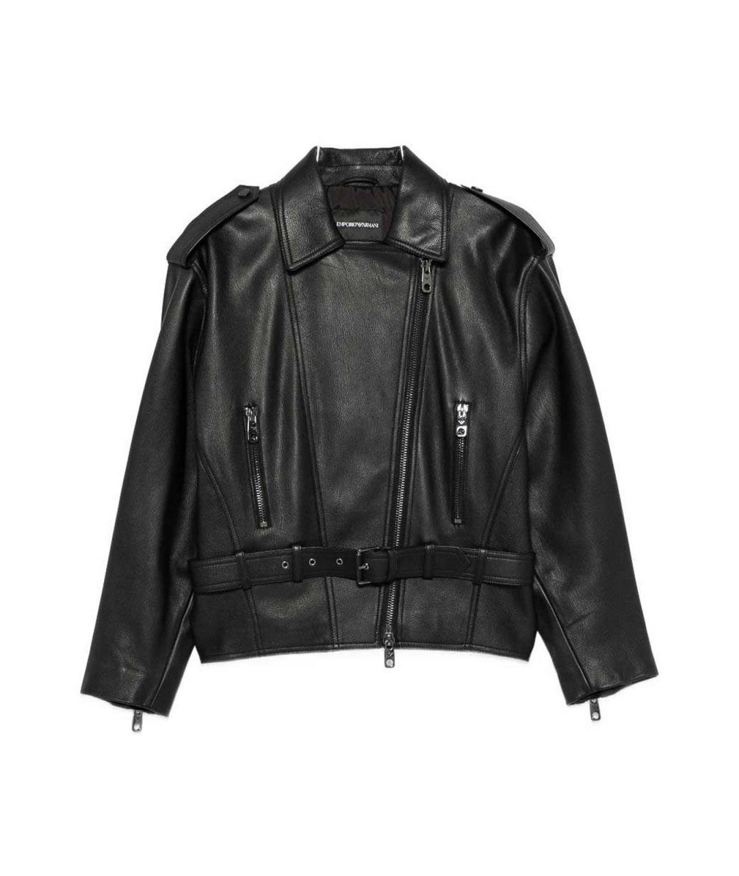 EMPORIO ARMANI Черная кожаная куртка, фото 1