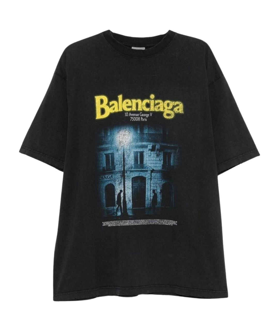 BALENCIAGA Черная хлопковая футболка, фото 1