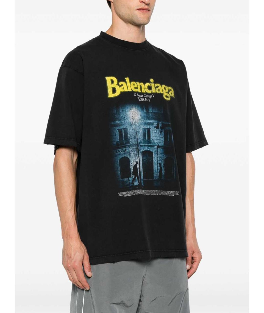 BALENCIAGA Черная хлопковая футболка, фото 4