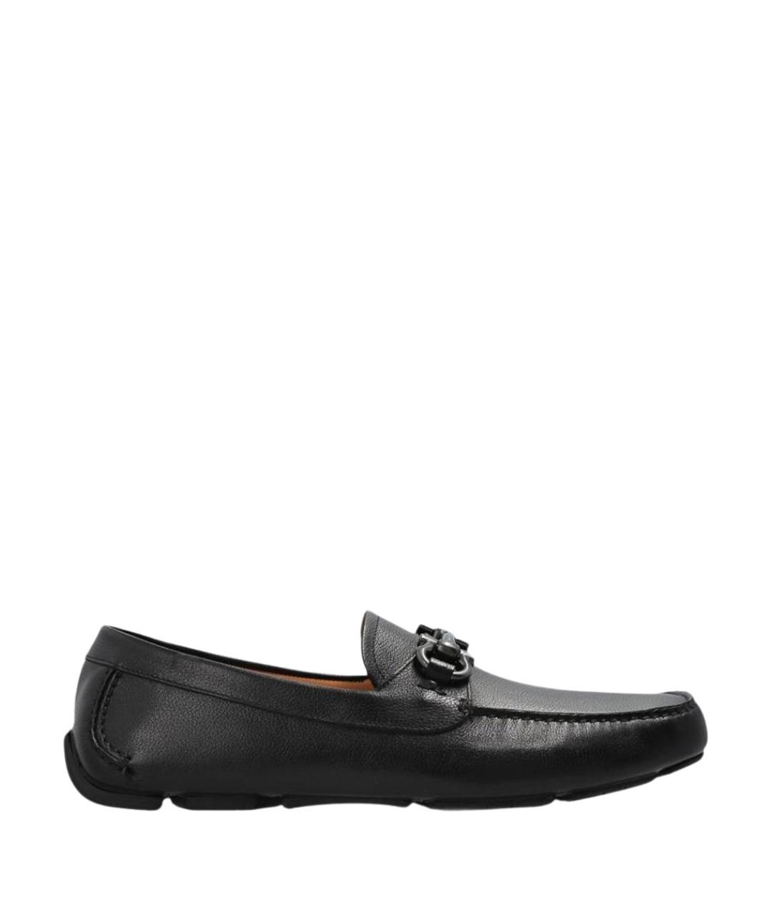 FERRAGAMO Черные кожаные лоферы, фото 1
