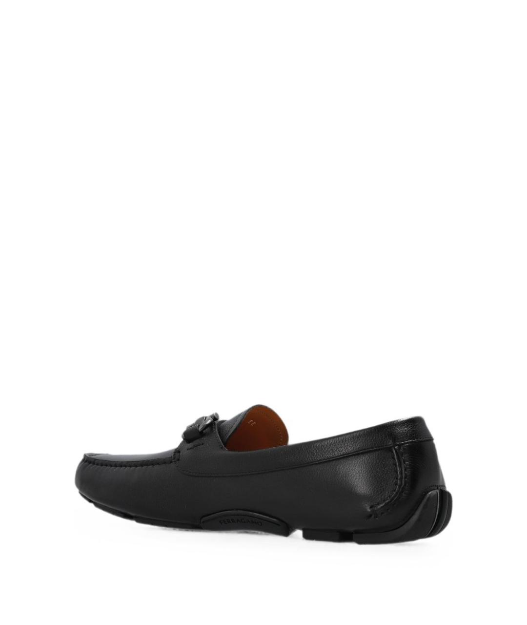 FERRAGAMO Черные кожаные лоферы, фото 4