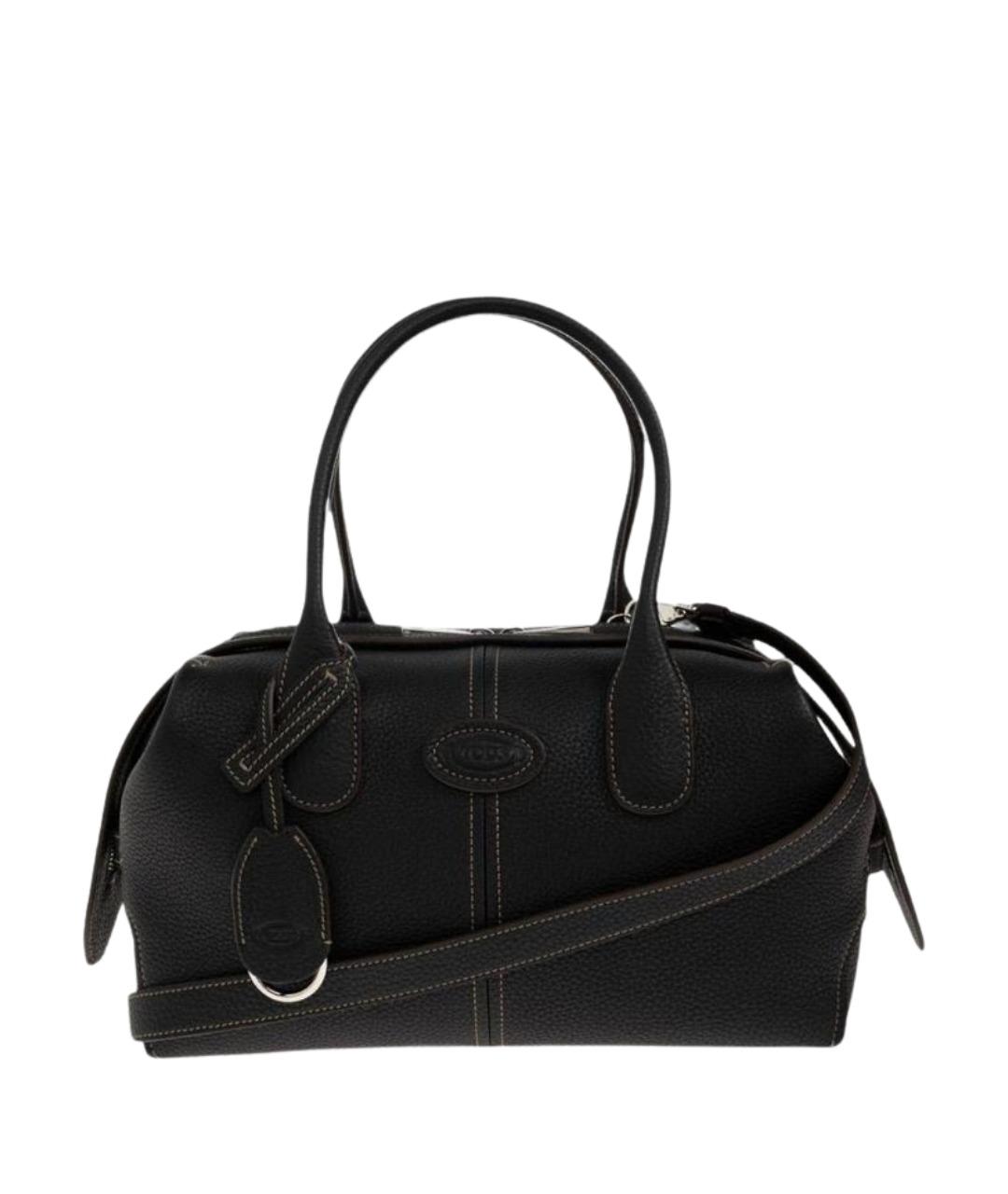 TOD'S Черная кожаная сумка тоут, фото 1