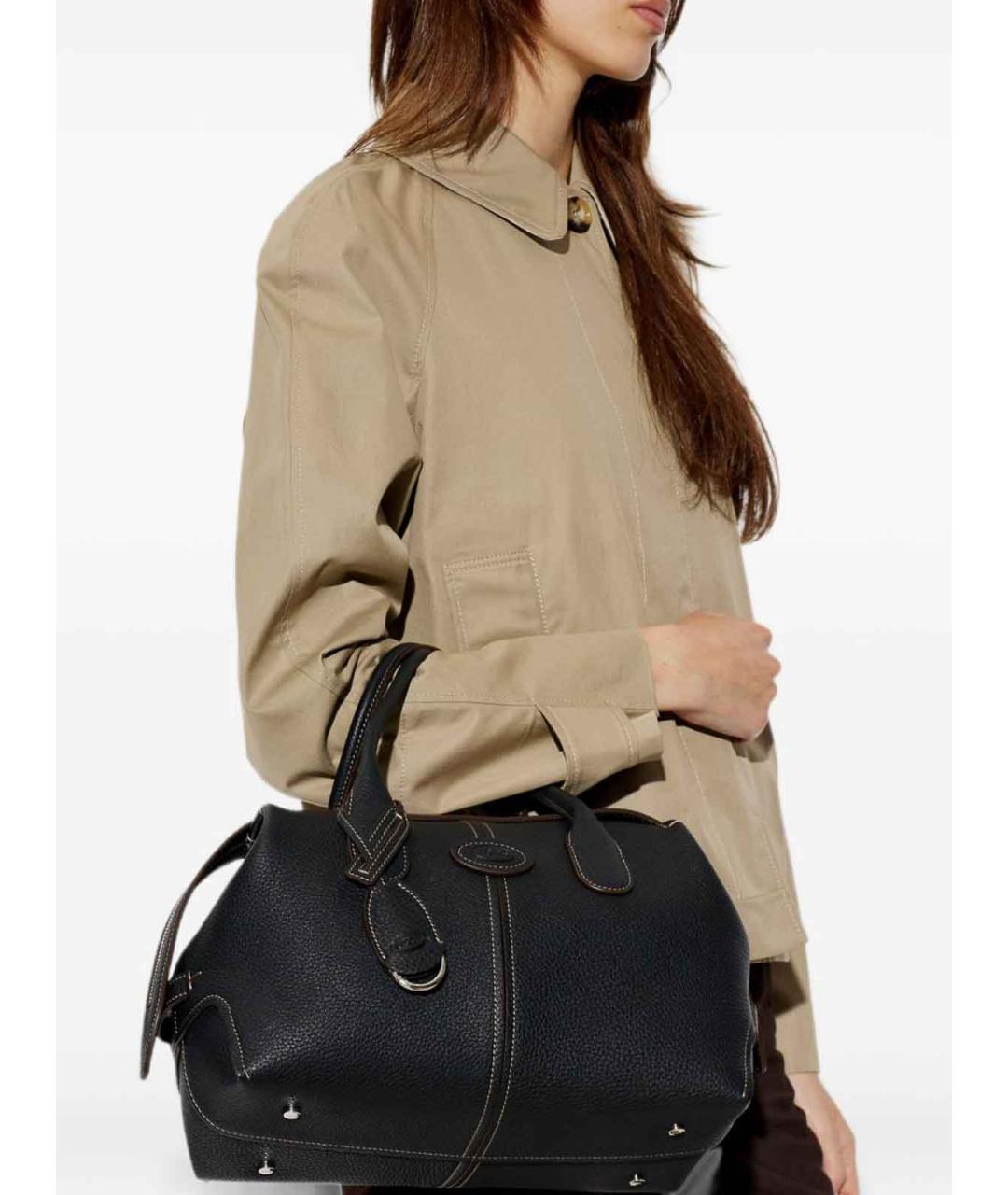 TOD'S Черная кожаная сумка тоут, фото 4