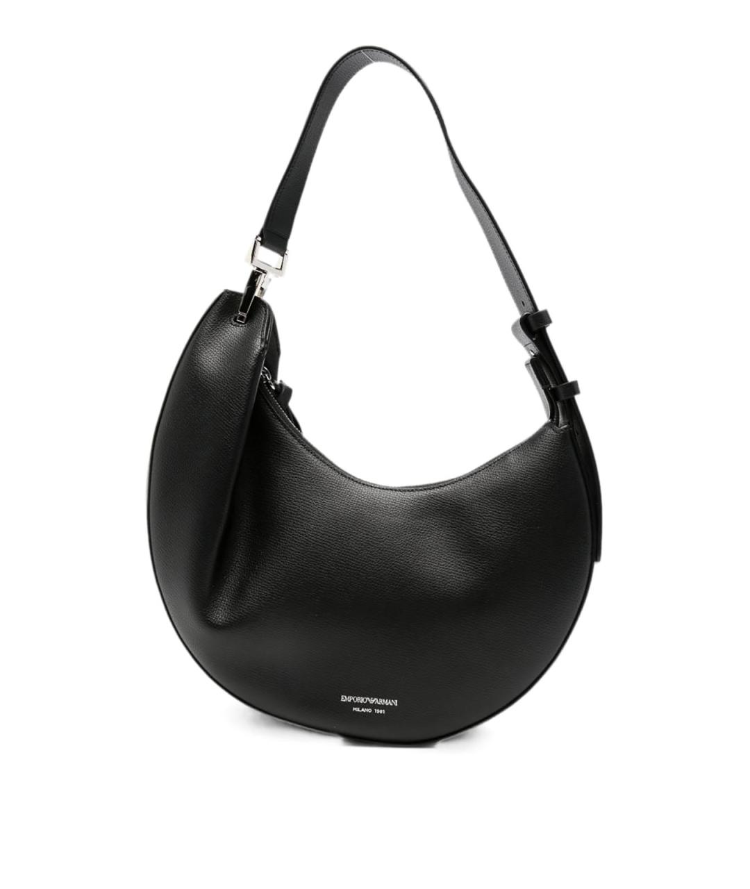 EMPORIO ARMANI Черная кожаная сумка через плечо, фото 1