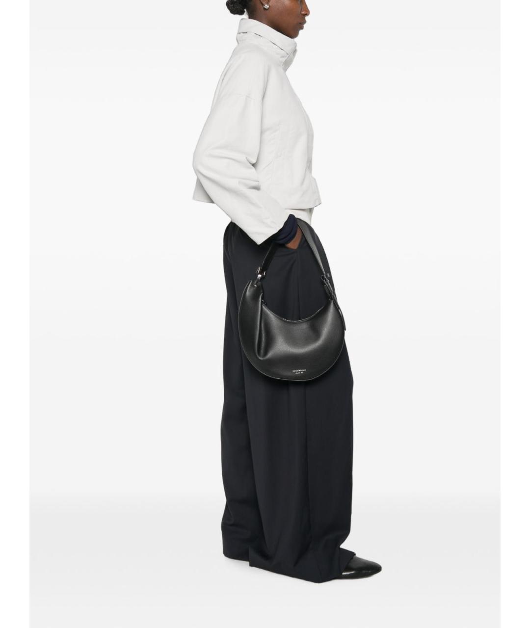 EMPORIO ARMANI Черная кожаная сумка через плечо, фото 4