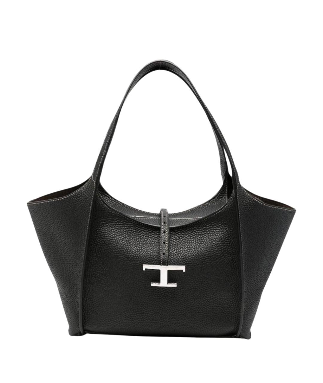 TOD'S Черная кожаная сумка тоут, фото 1