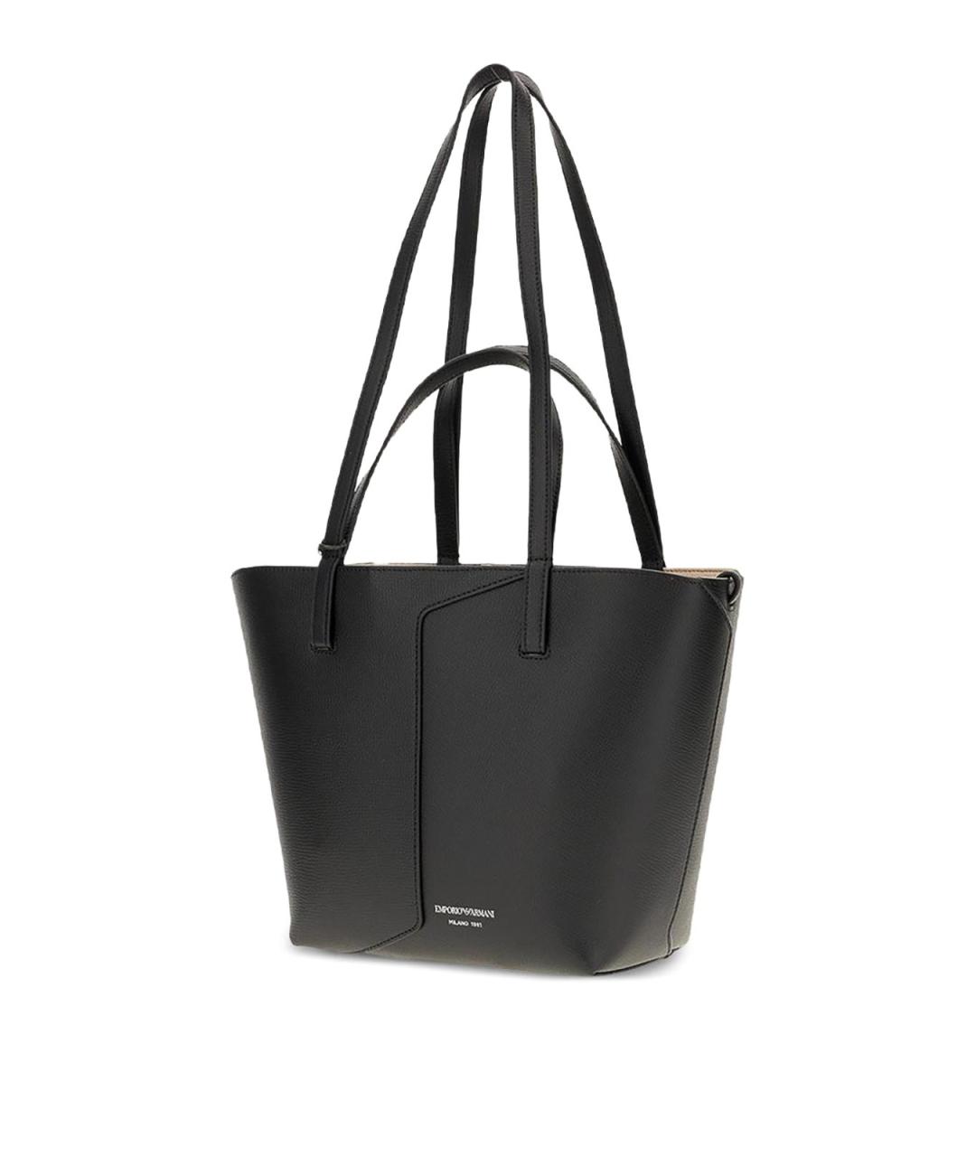 EMPORIO ARMANI Черная кожаная сумка тоут, фото 2