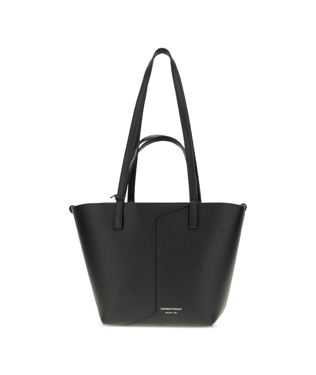 EMPORIO ARMANI Черная кожаная сумка тоут, фото 1