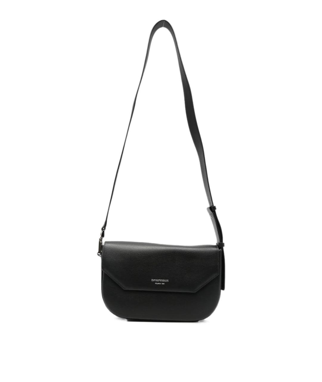 EMPORIO ARMANI Черная кожаная сумка через плечо, фото 1