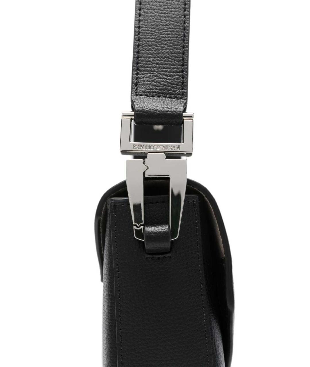 EMPORIO ARMANI Черная кожаная сумка через плечо, фото 4